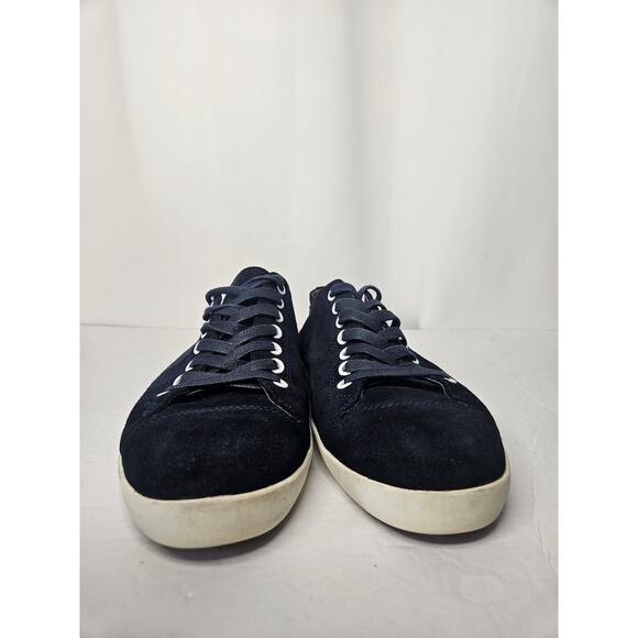 Women's Size 9 Navy Blue Suede Sneakers Lace Up Low Top Soft Comfort - Picture 2 of 8